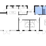 Apartment with two bedrooms, kitchen, and bathroom. Room layout with dimensions.