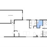 Single-family home floor plan with bedrooms, kitchen, and bathroom.
