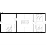 First floor with three bedrooms and stairs to second floor.
