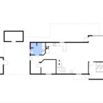 Einfamilienhaus mit Küche, Bad und Schlafzimmer. Treppenhaus führt in den Obergeschoss.
