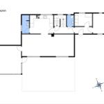 Stueplan zeigt Küche, Bad und Treppenhaus mit Richtungsnord.