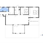 Apartment with two bedrooms, kitchen, bathroom, and covered terrace.