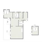 Wohnung mit drei Schlafzimmern, Küche und Terrasse. Anhang mit Schlafzimmer.