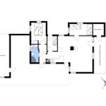 Functional floor plan with bedrooms, kitchen, and covered terrace.