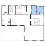 Wohnung mit drei Schlafzimmern, Küche und Bad