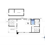 Apartment with kitchen, bedrooms, and covered terrace.