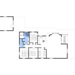 Apartment with sauna, kitchen, and covered terrace.