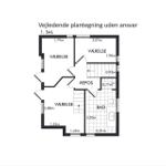 1st floor plan with three bedrooms, bathroom, and staircase.