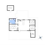 Wohnung mit drei Schlafzimmern, Küche und zwei Schuppen