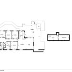 Pläne zeigen Wohnbereich, Küche, Badezimmer und Terrasse mit Maßen.