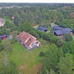 Haus mit rotem Dach und Garten in Waldnähe