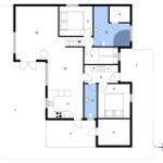Functional floor plan with kitchen, bedrooms, and bathroom.