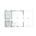 Wohnung mit Küche, Bad, Wohnbereich und Terrasse