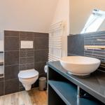 Bathroom with sink, toilet and shower