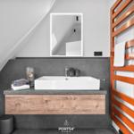 Bathroom with orange heater and sink