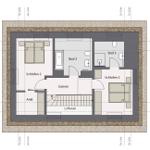 Floor plan with bedrooms, bathrooms, and gallery