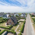 Coastal village with houses and ocean view