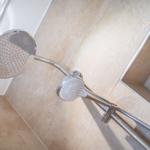 Shower area with shower head and handheld shower