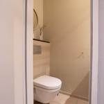 Toilettenraum mit Wandspiegel und Vasen