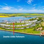 Luftaufnahme mit Lage der Ferienwohnung "Zweite Liebe Fehmarn"