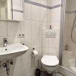 Badezimmer mit Dusche, Toilette und Waschbecken.