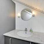 Bathroom with sink, mirror, and shower
