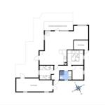 Functional floor plan with two bedrooms, kitchen, and covered terrace.