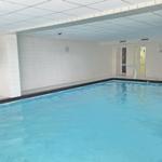 Innere Schwimmhalle mit Pool und Pflanze an der Wand