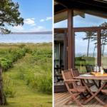 Cottage with sea view. Deck with table and chairs.