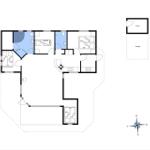 Wohnung mit drei Schlafzimmern, Küche und Bad. Garage und privater Bereich vorhanden.