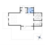 Dieses Apartment hat eine Küche, ein Bad, zwei Schlafzimmer und eine offene Wohnfläche.