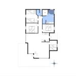 Dieses Apartment hat drei Schlafzimmer, eine Sauna und eine Küche.