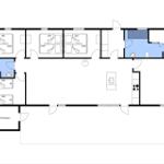 Wohnung mit drei Schlafzimmern, Küche und Bad. Separate Toilette und Garage.