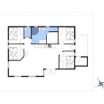 Dieses Apartment hat drei Schlafzimmer, eine Küche und ein Bad.