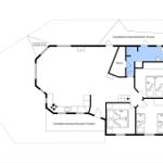 Funktionaler Grundriss mit Sauna, Küche und mehreren Schlafzimmern mit Terrassen.