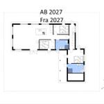 Floor plan of a vacation rental with multiple rooms and a kitchen area.