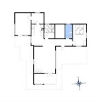 Dies ist das Grundrissbild der Wohnung mit Küche, Schlafzimmer und Bad.
