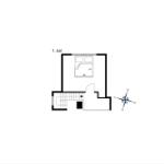 1st floor with bedroom, stairs, and compass