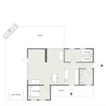 Apartment with two bedrooms, kitchen, bathroom, and terrace.
