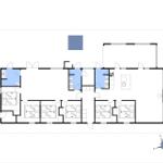 Functional floor plan with bedrooms, bathrooms, and kitchen.
