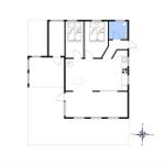 Two bedrooms, kitchen, and bathroom in the apartment.