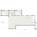 Apartment with three bedrooms, kitchen, and two terraces.