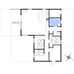 Apartment with three bedrooms, kitchen, and covered terrace.