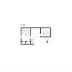 Erster Stock: Schlafzimmer mit 1x160 und 1x140 Betten, Flur und Treppe.
