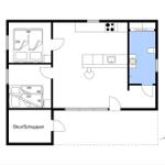 Wohnung mit Küche, Bad und zwei Schlafzimmern. Skur/Schuppen vorhanden.