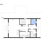 Stueplan zeigt Wohnfläche mit Küche, Schlafzimmer und Bad.