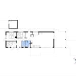 Wohnung mit drei Schlafzimmern, Küche und Bad. Grundriss mit Kompass.