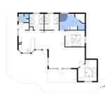 Dieses Grundrissbild zeigt eine Wohnung mit mehreren Schlafzimmern und einem Bad.