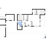 Stueplan zeigt Wohnbereich, Schlafzimmer, Sauna und überdachte Terrasse.