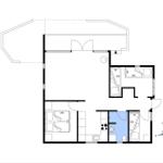 Dieses Apartment hat eine Küche, zwei Schlafzimmer und ein Badezimmer.
